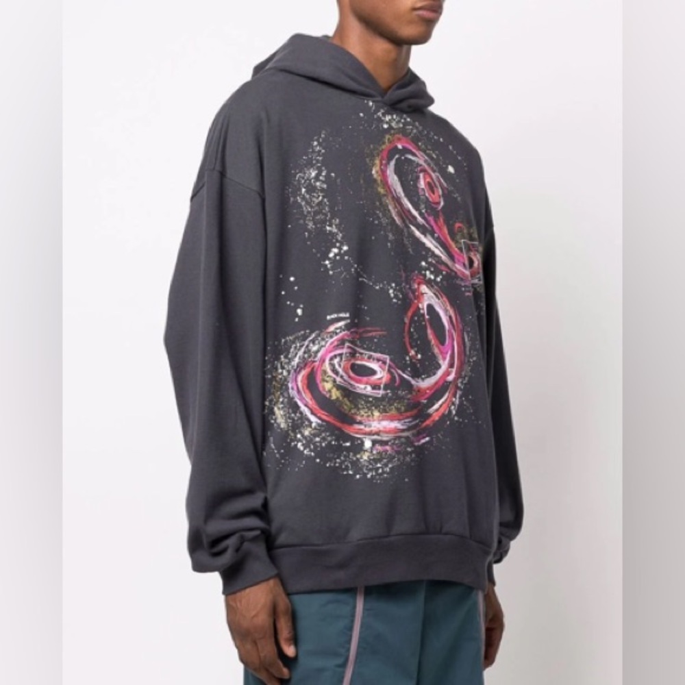 Acne Studios Black Hole Hoodie Galaxy Print Front French terry hooded sweatshirt - Picture 5 of 13